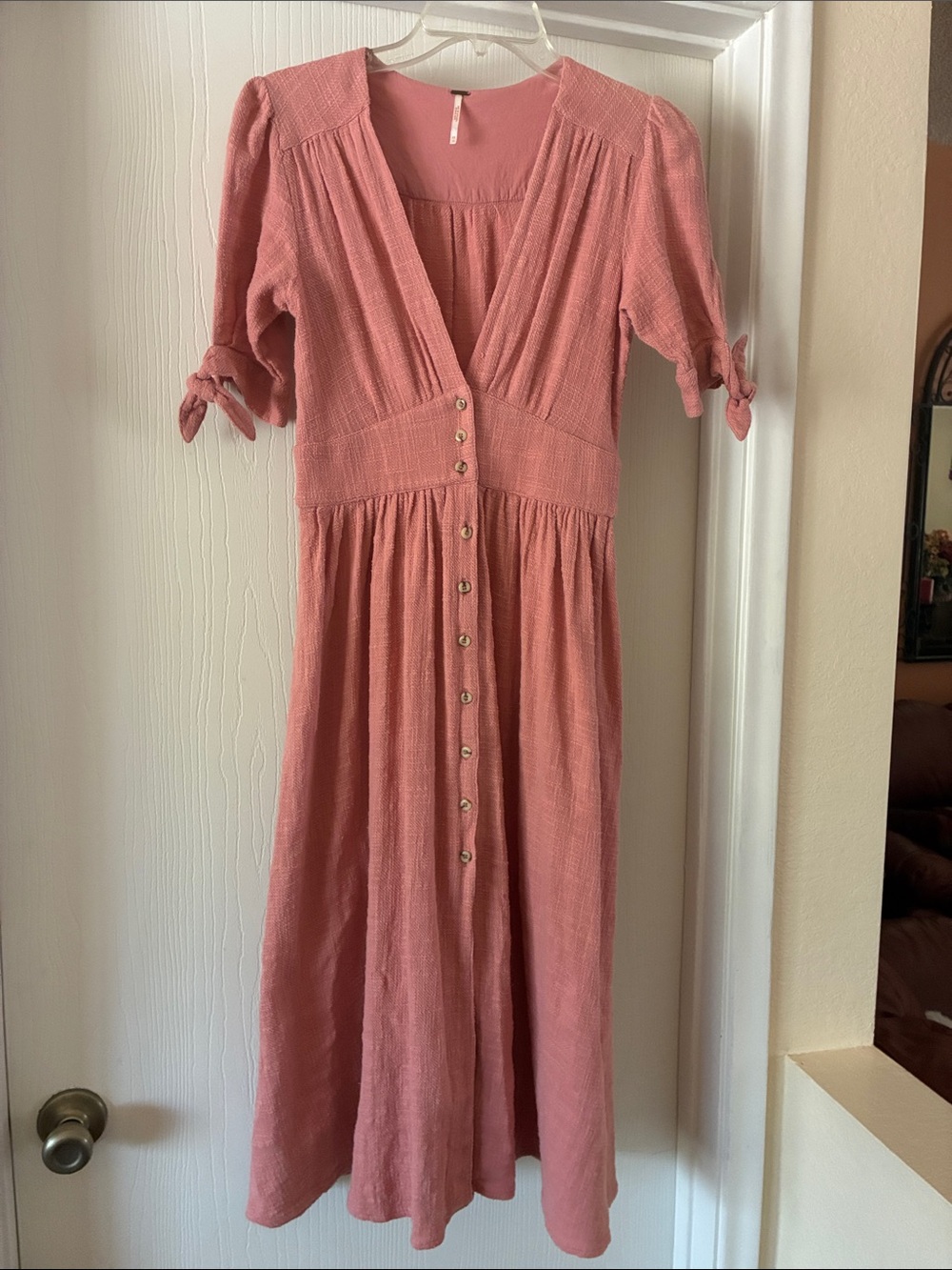 Free People Women's Button-Front Midi Dress in Dusty Rose, XS